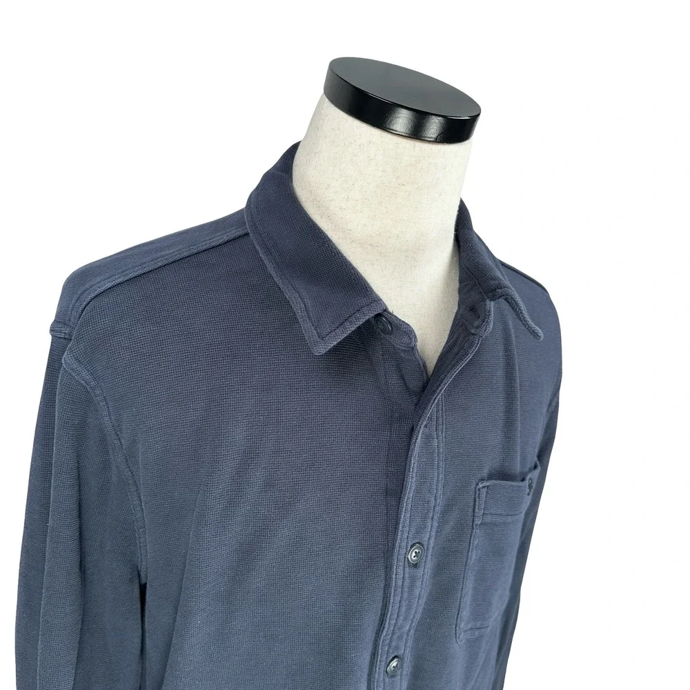 J.‎ Crew Oarsman Men's Long Sleeve Button Up Shirt Navy Blue Waffle XL